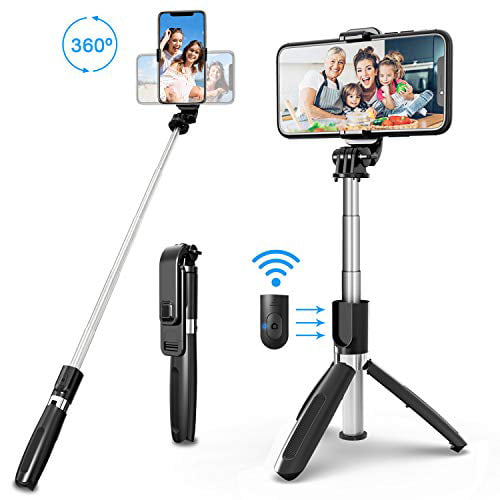 Phone Tripod Selfie Stick Mini Orange Bluetooth Tripod Selfie Stick 360° Rotating MobileDesktop Live Stand &Mobile Phone Holder 